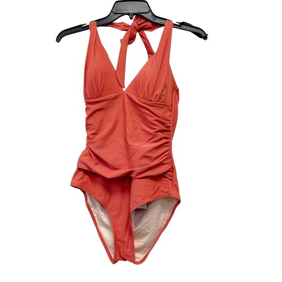 Cupshe Women's Brick Halter Plunge Tummy Control One Piece Swimsuit Size M - Picture 1 of 7